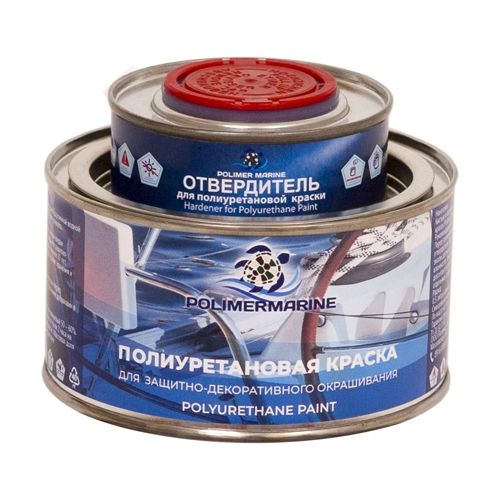 Краска POLIMER MARINE полиуретановая двухкомпонентная 2К черная полуглянцевая 0.5 кг 0.5кппгчр