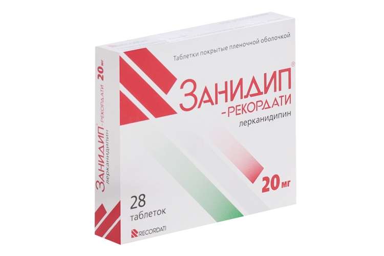 Занидип-Рекордати 20 мг, 28 шт, таблетки покрытые пленочной оболочкой