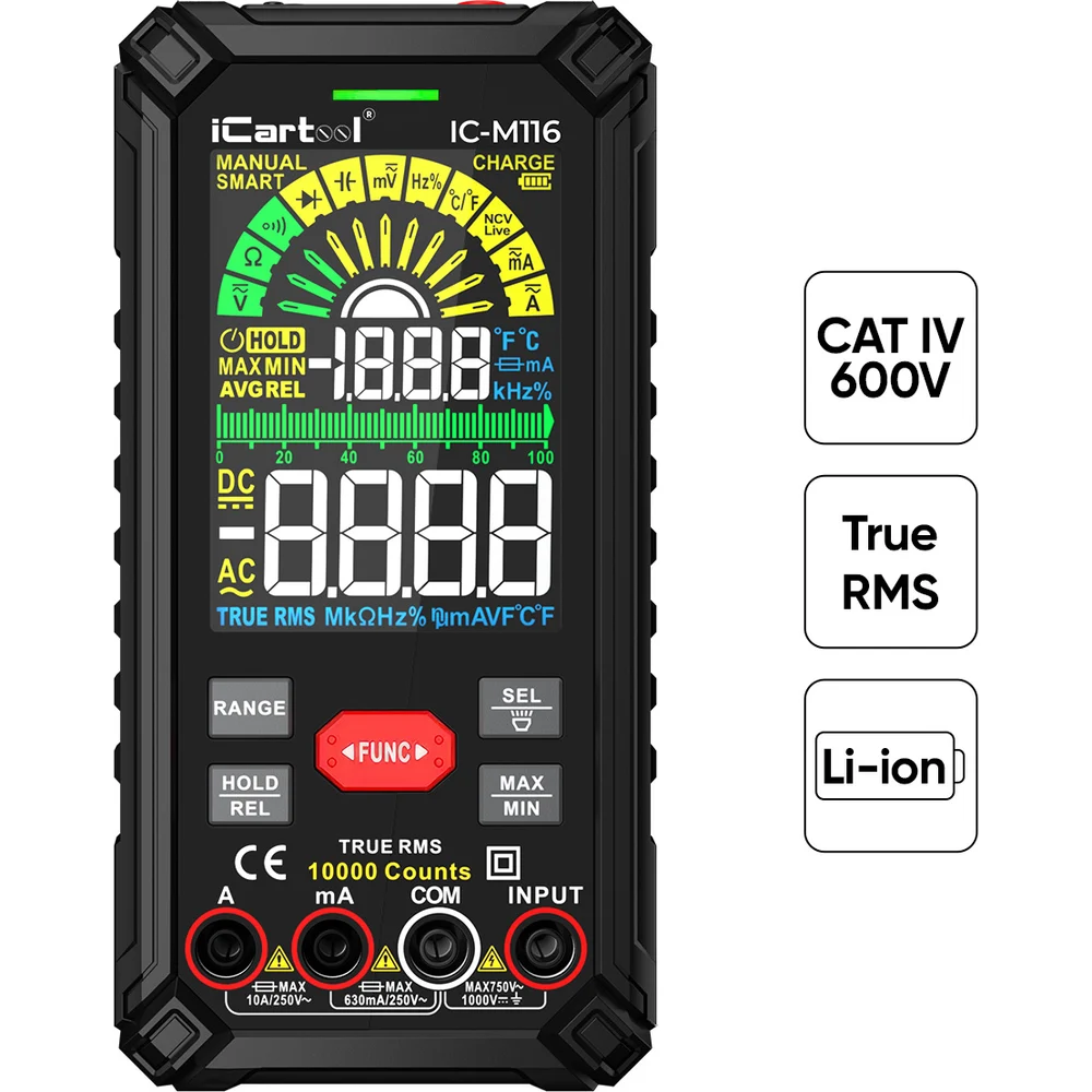 Профессиональный цифровой смарт мультиметр iCarTool CATIII TrueRMS IC-M116