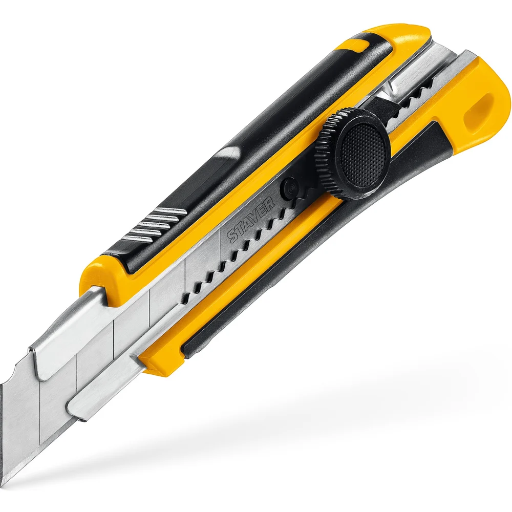 Нож с винтовым фиксатором STAYER HERCULES-25