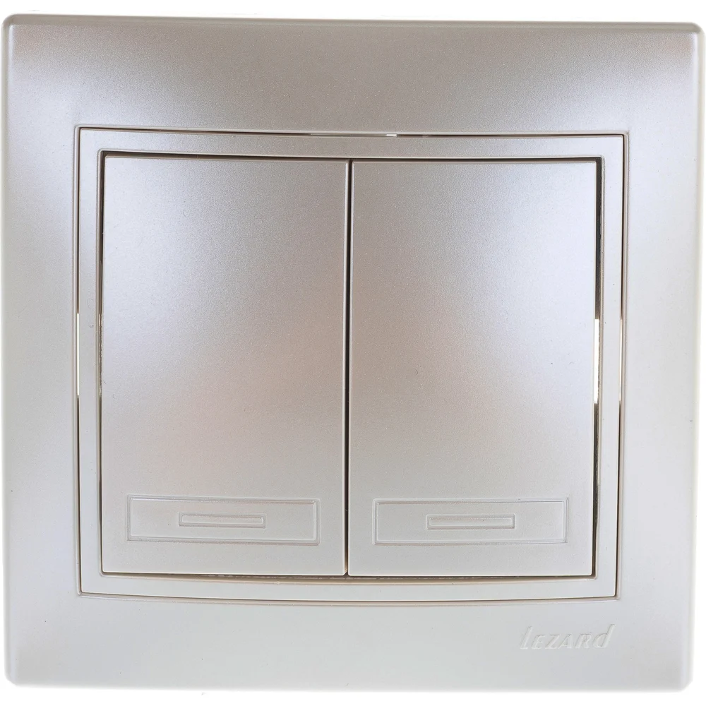Выключатель Lezard Мира х2 жемчужно-белый перламутр со вст. 701-3030-101