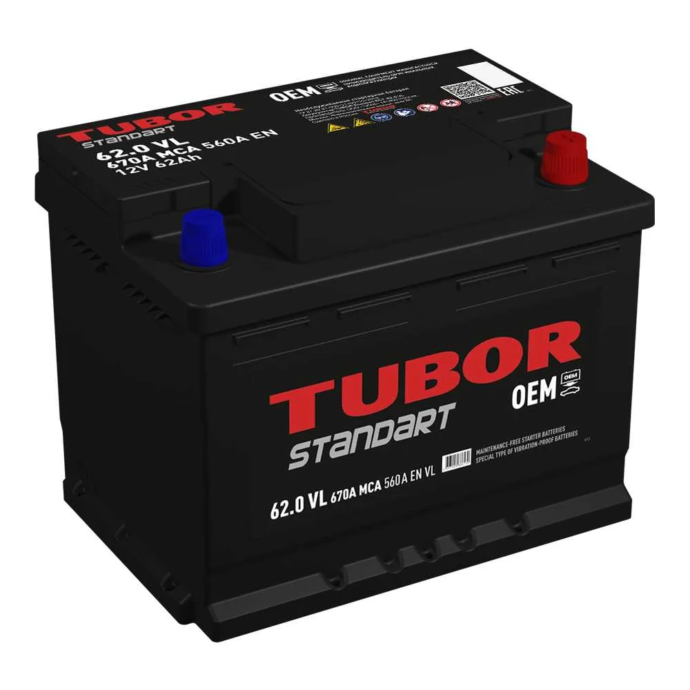 Аккумулятор TUBOR STANDART 6СТ-62.0 VL 4607008886139