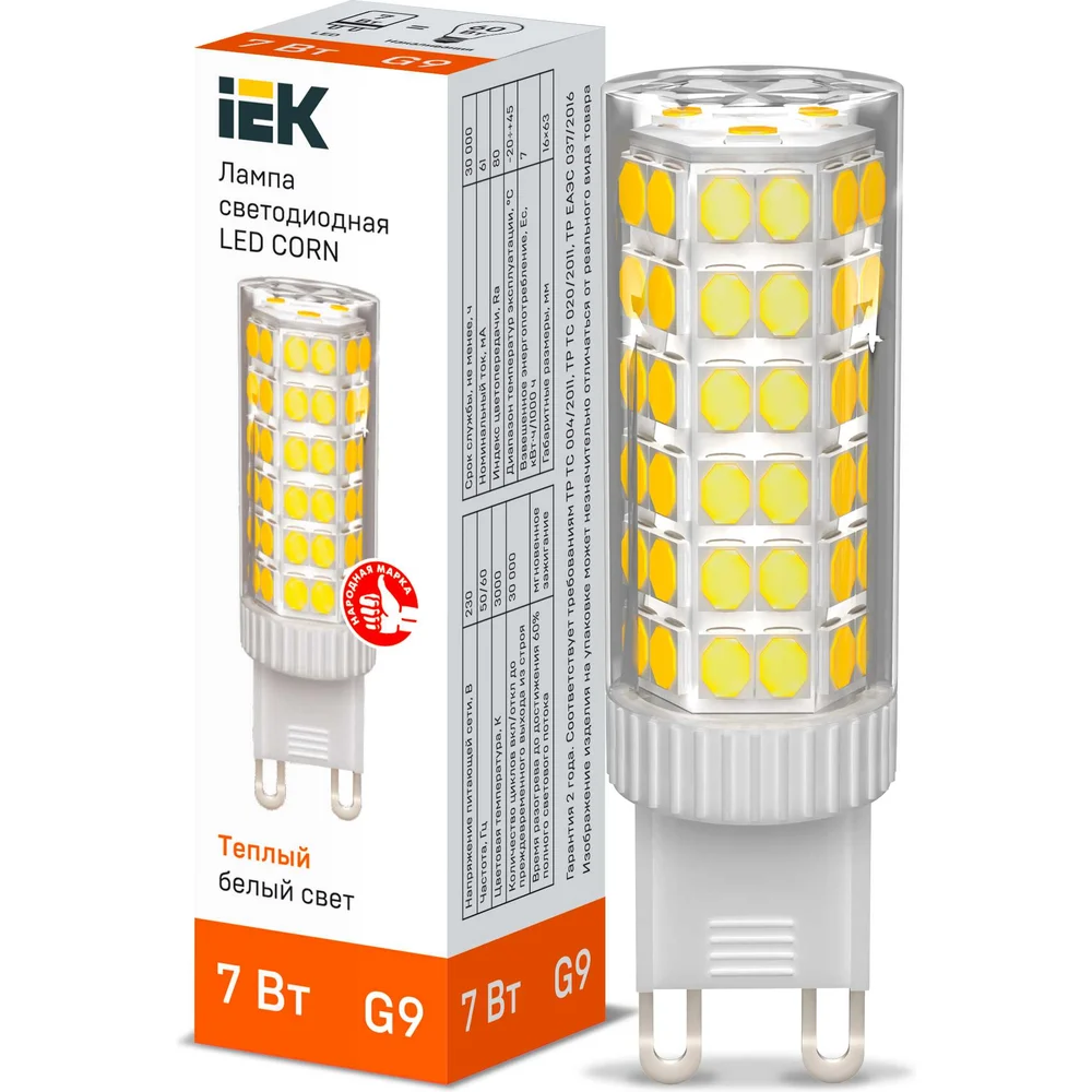 Светодиодная лампа IEK corn LLE-CORN-7-230-30-G9
