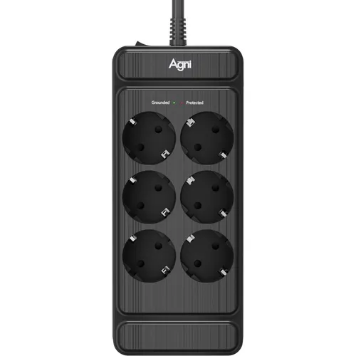 Сетевой фильтр плоский AGNI TP-FS6E-2M-BLACK