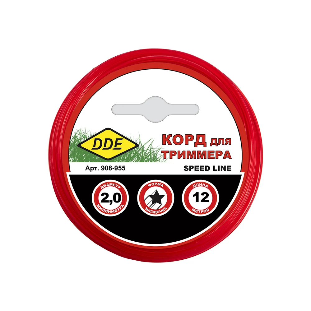 Корд триммерный на подвесе Speed line 2 мм, 12 м, красный, звезда DDE 908-955