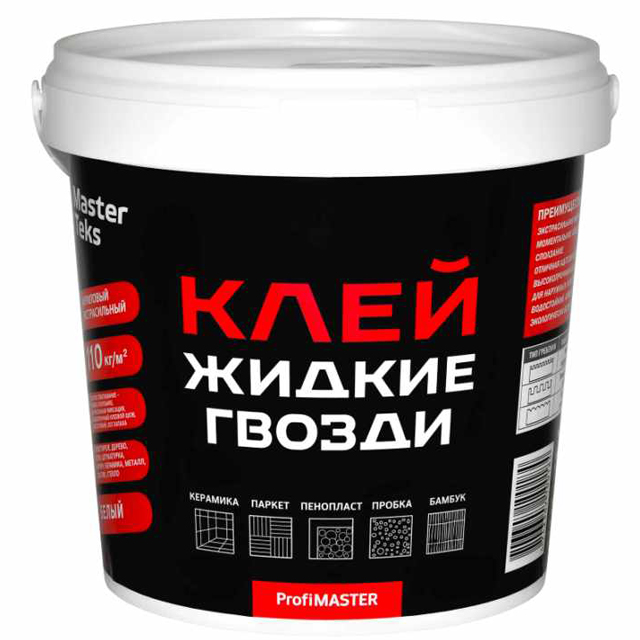 жидкие гвозди MASTERTEKS 110 кгм2 экстрасильный 1,5кг белый, арт.9752855/9752933