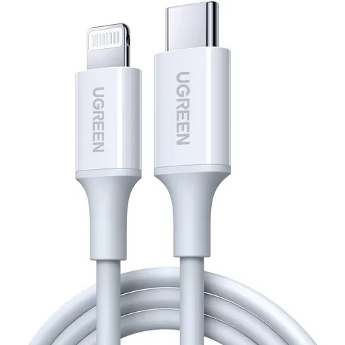 Кабель Ugreen USB C - Lightning, резиновое покрытие, цвет белый, 2 м 60749