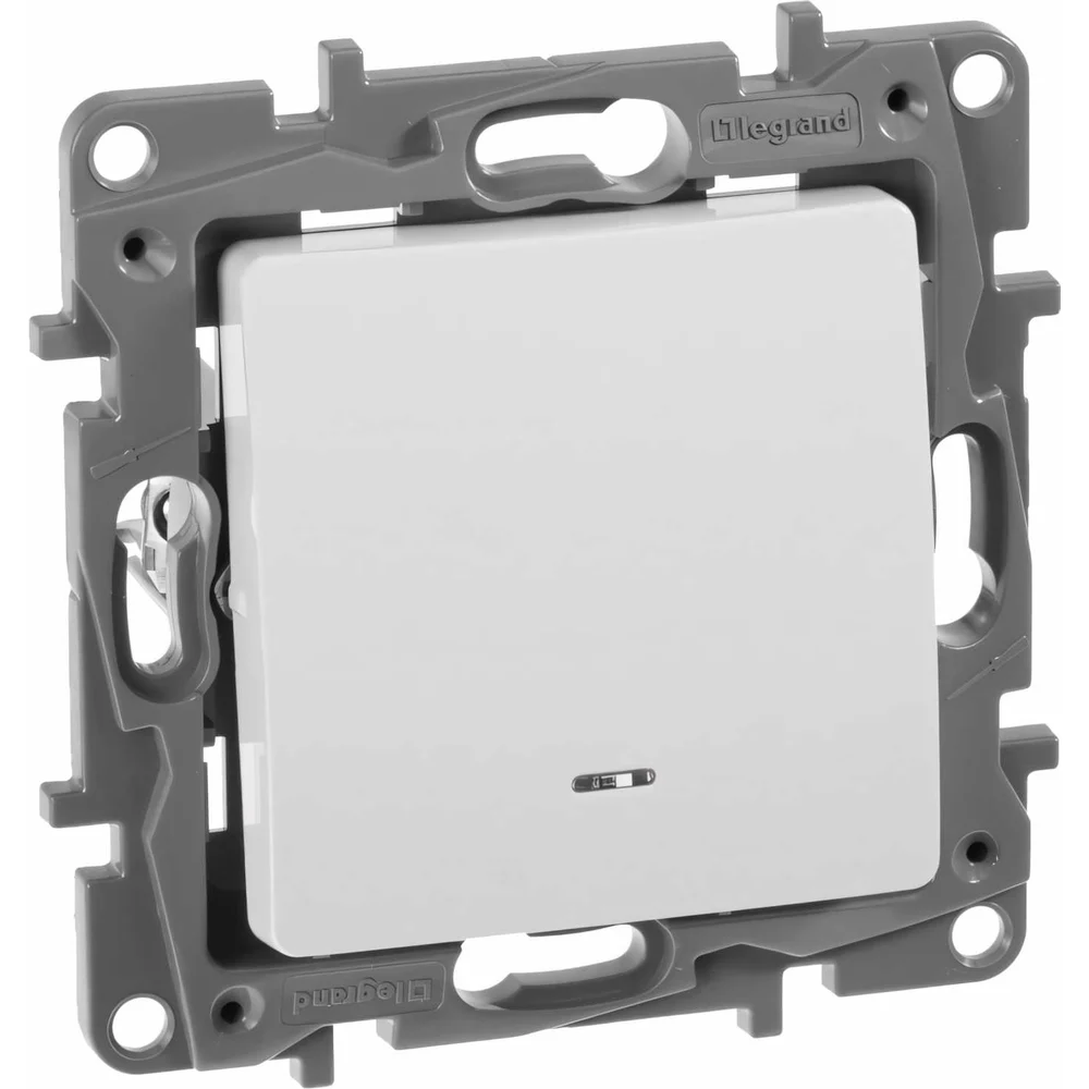 Выключатель Legrand одноклавишный с подсветкой/индикацией Legrand Etika 10А 250В безвинтовые зажимы белый 672203