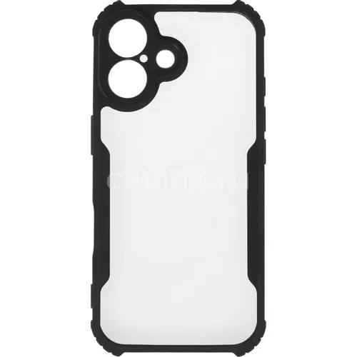 Чехол (клип-кейс) BORASCO Sky Case, для Apple iPhone 16, черный/прозрачный [74652]