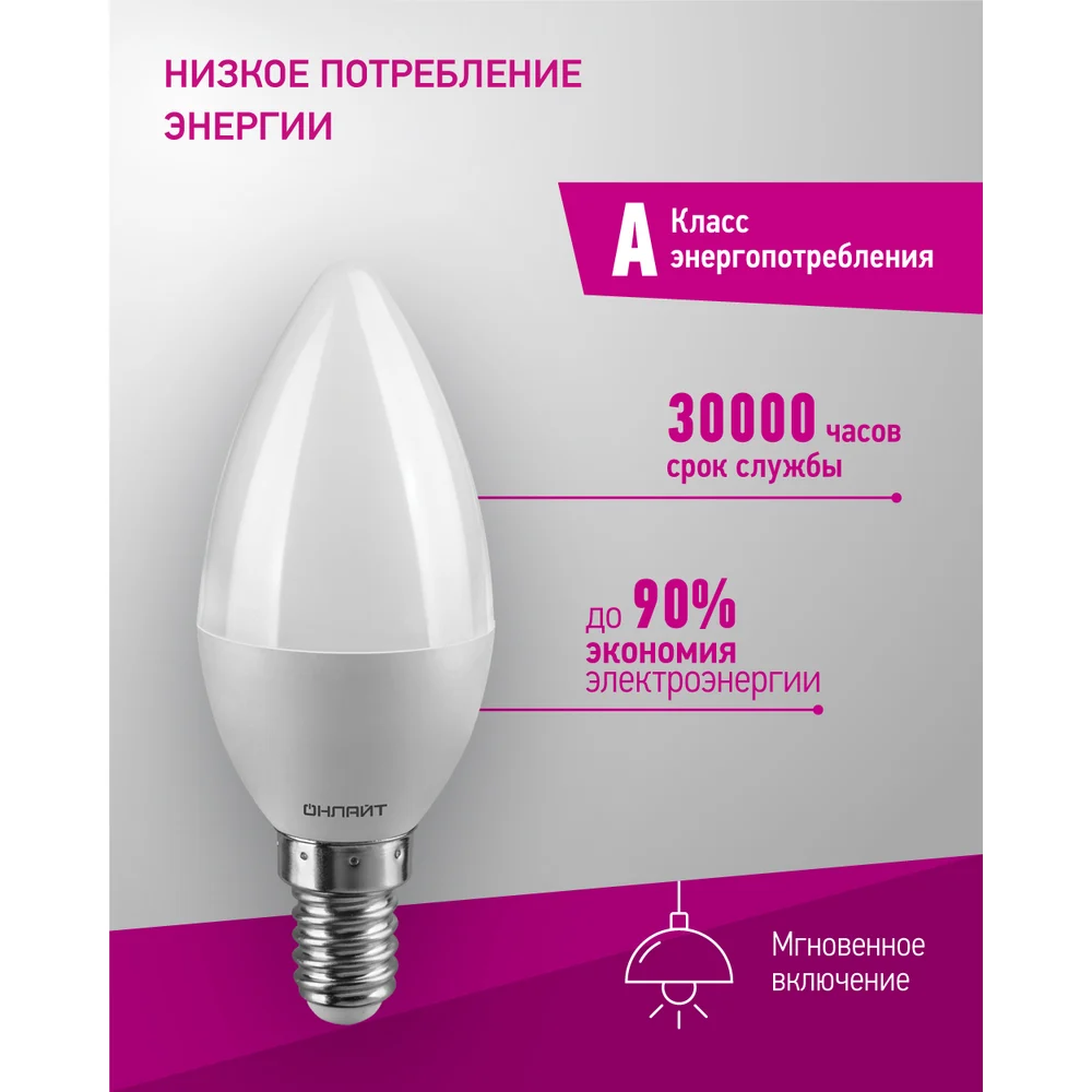 Лампа ОНЛАЙТ OLL-C37-6-230-2.7K-E14-FR