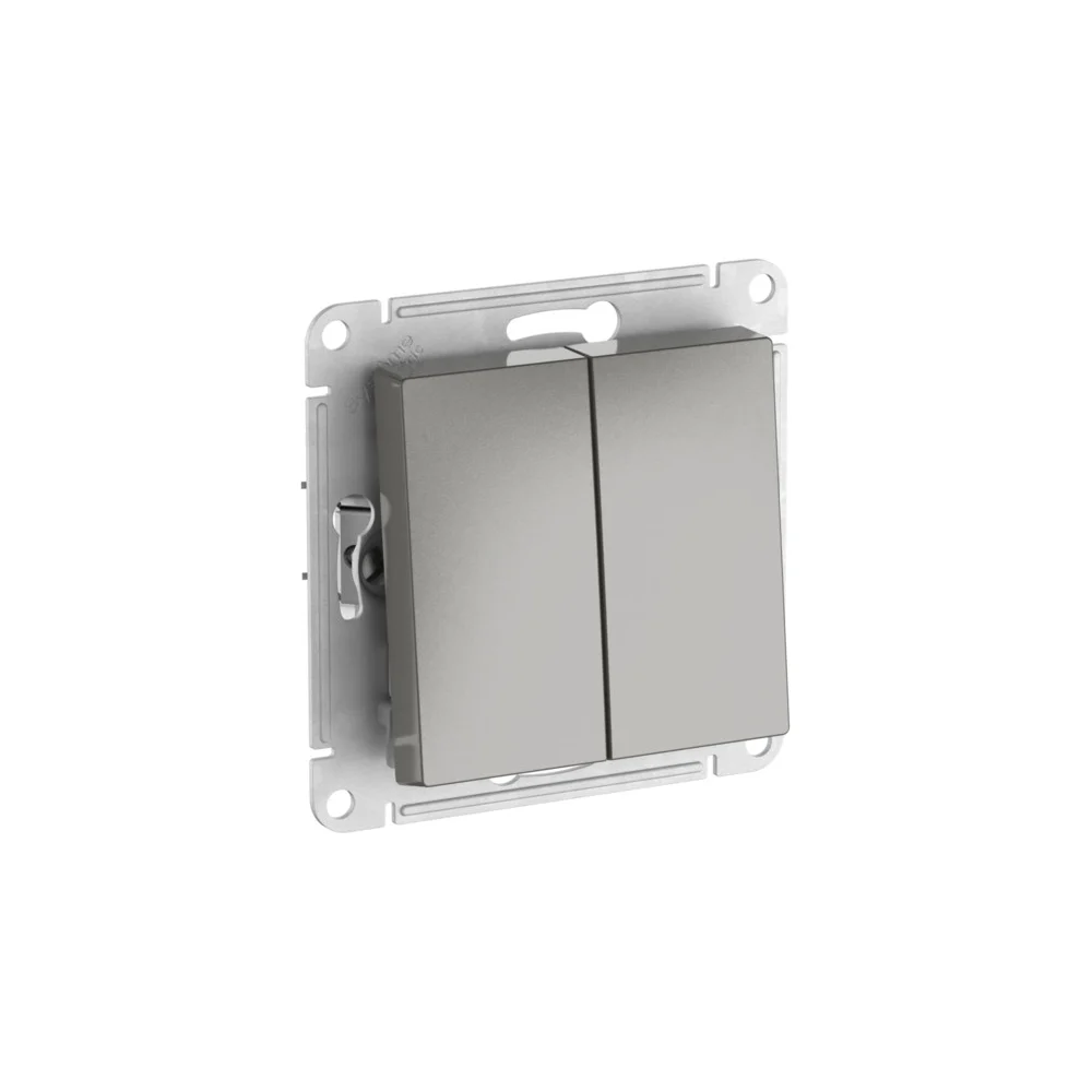 2-клавишный выключатель Systeme Electric ATLASDESIGN сх.5 10АХ мех быстрозажим клем Сталь ATN000951S