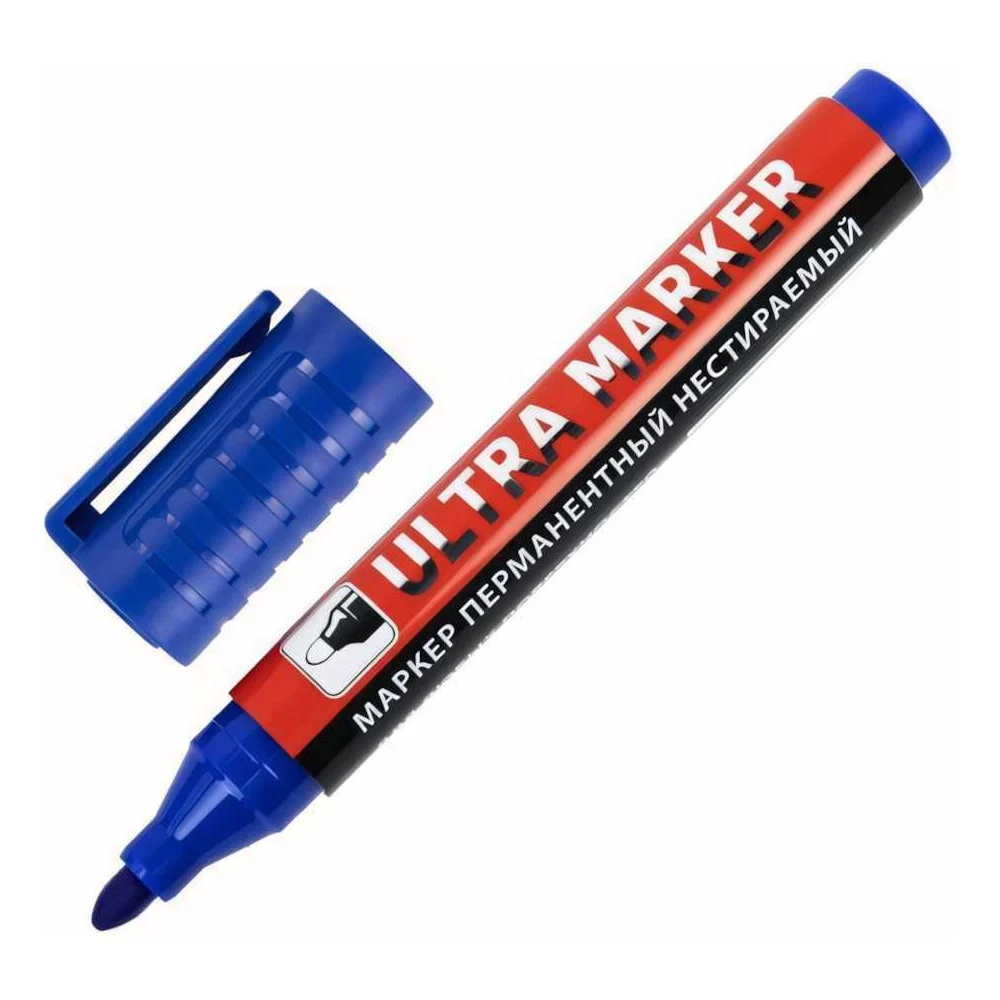 Перманентный маркер BRAUBERG ULTRA MARKER синий, 3.5 мм, с клипом 152206