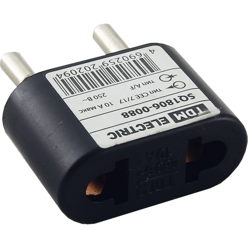 Плоский переходник тип CEE 7/17 - тип А/F 10А макс 250В черный TDM ELECTRIC SQ1806-0088