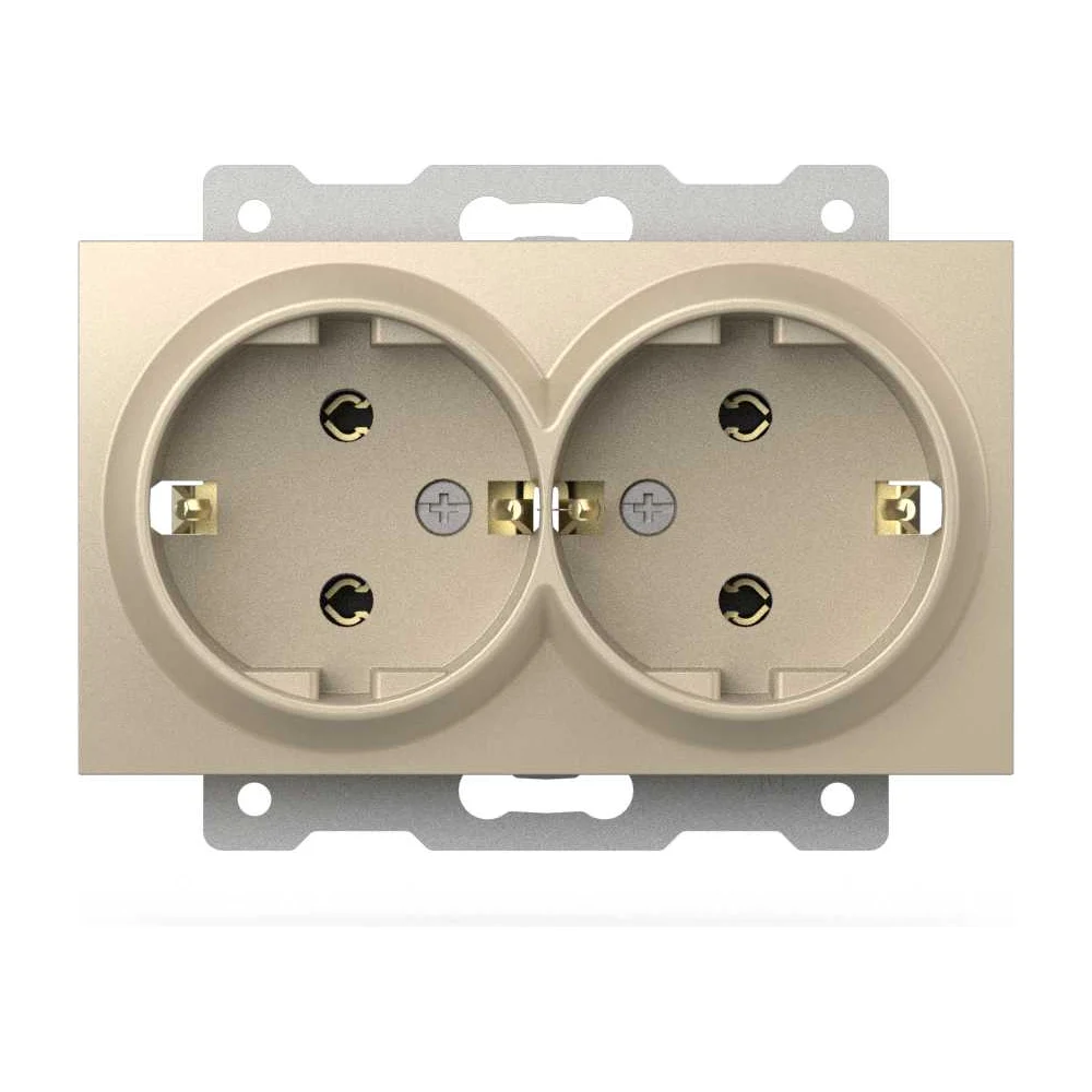 Розетка ELBI Zena Vega слоновая кость 2-я с заземлением M+K 609-012500-907