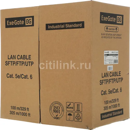 Кабель EXEGATE UTP-2-C5E-CU-S24-IN-PVC-GY-305-FLUKE