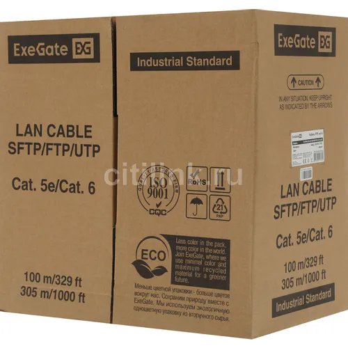 Кабель EXEGATE FUTP4-C6-CU-S23-IN-PVC-GY-305-FLUKE