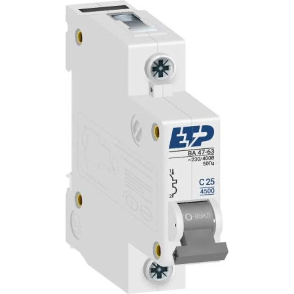 Автоматический выключатель ETP 1P 25А тип C 4,5 кА 11121