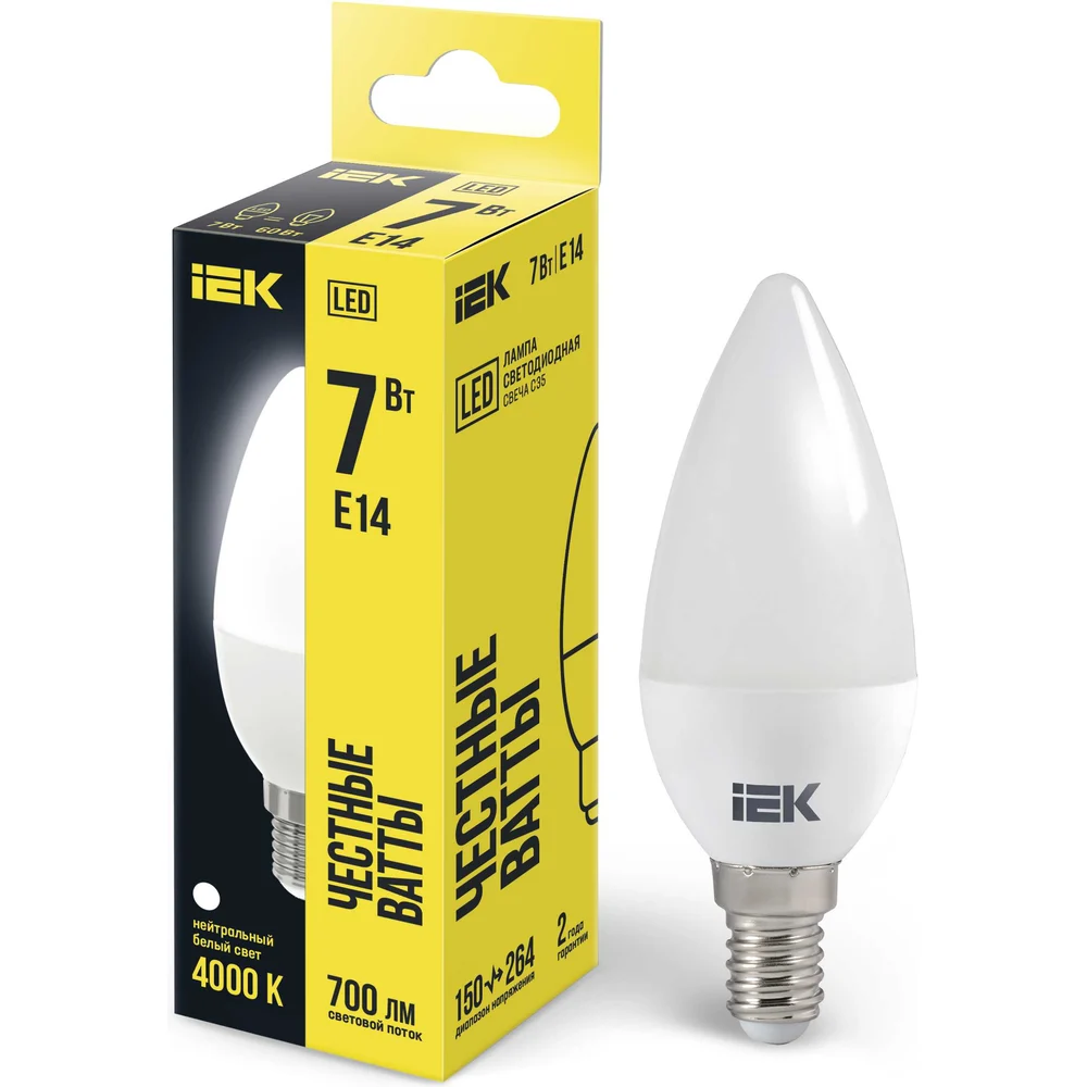 Светодиодная лампа IEK LLE-C35-7-230-40-E14