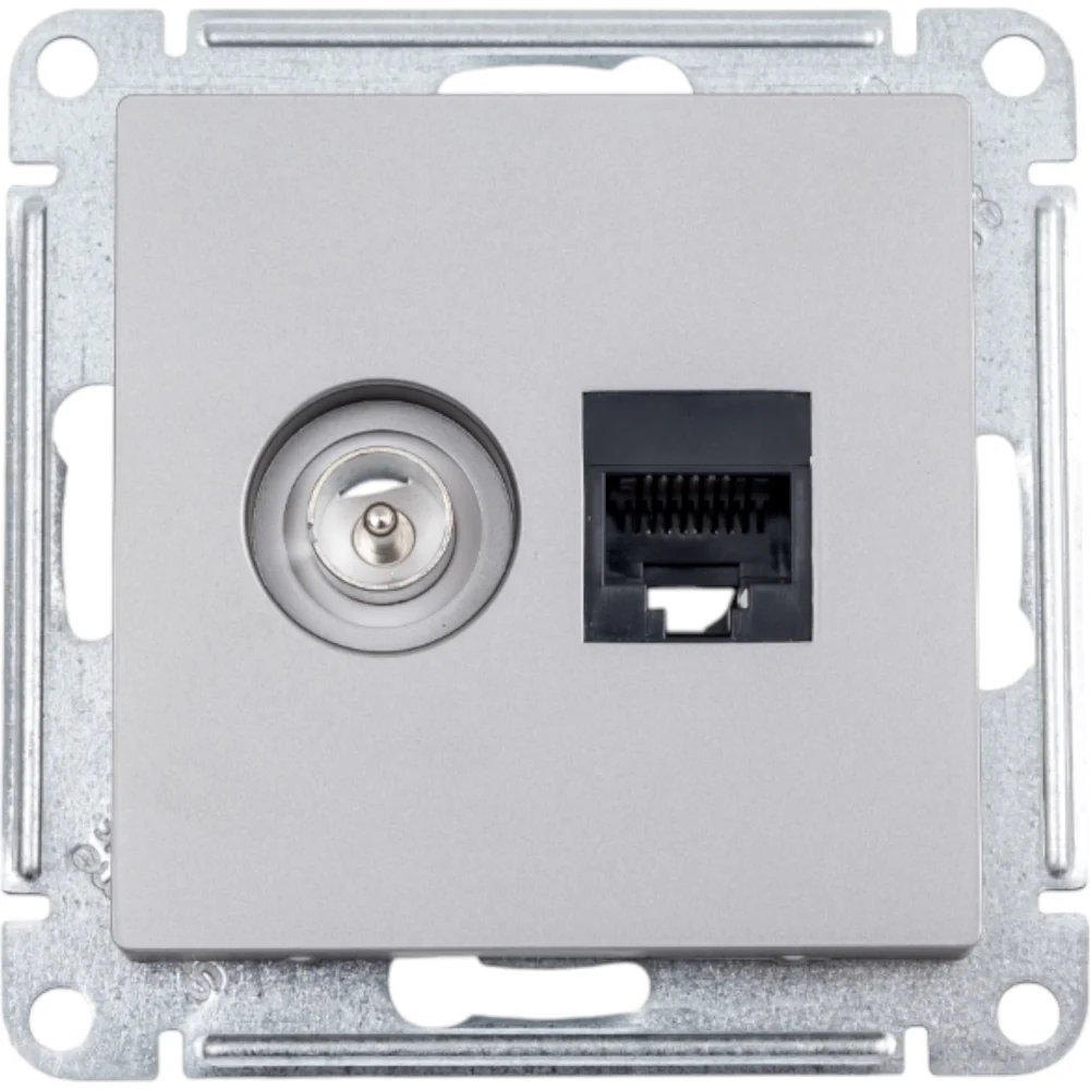 Двойная розетка Systeme Electric AtlasDesign Сталь RJ45