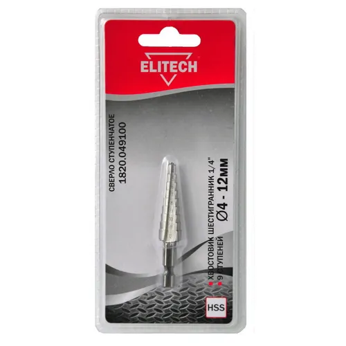 Сверло Elitech 1820.049100, по металлу, шестигранный, 1шт