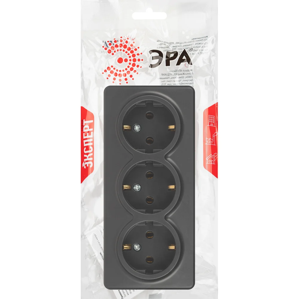 Розетка ЭРА 3X2PE