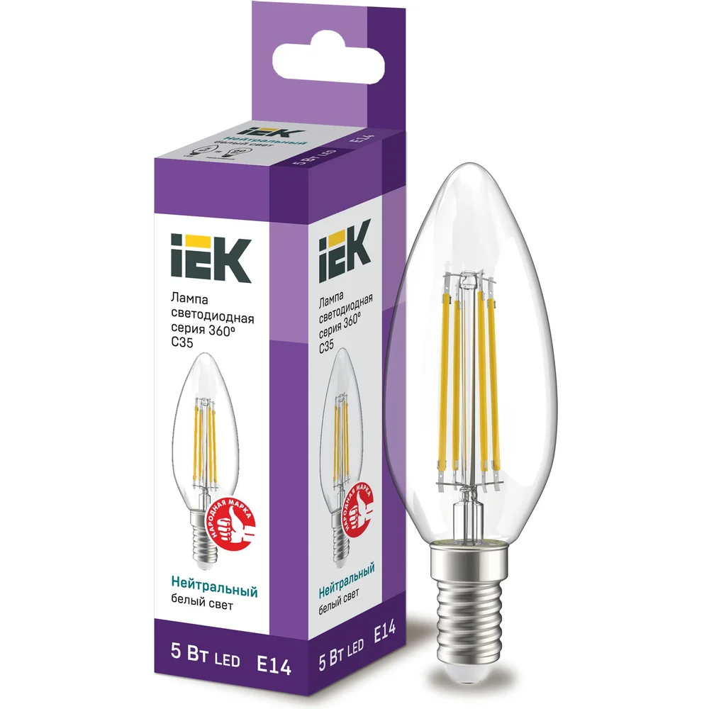 Лампа IEK LLF-C35-5-230-40-E14-CL