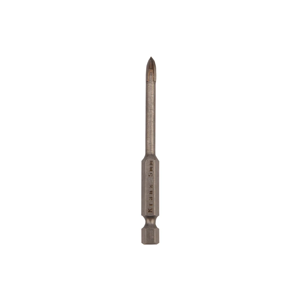 Сверло по стеклу и керамике 5 мм 4 грани шестигранный хвостовик KRANZ KR-91-0648