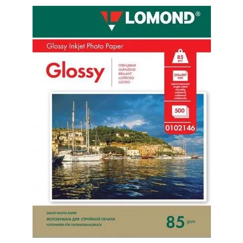 Фотобумага Lomond A4, для струйной печати, 500л, 85г/м2, белый, покрытие глянцевое [0102146]