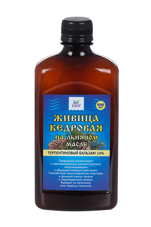Живица кедровая на льняном масле Терпентиновый бальзам 10%, 500 мл