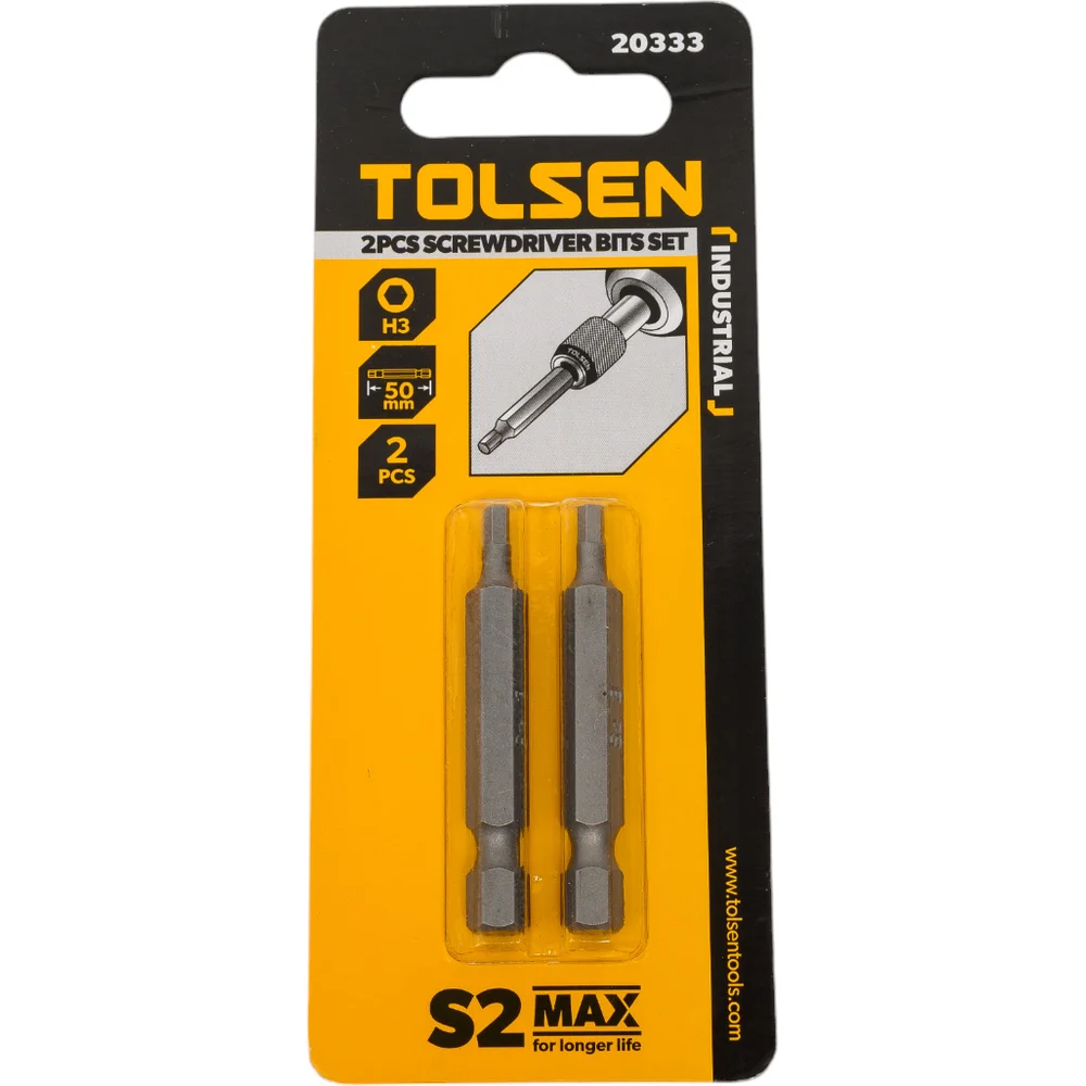 Набор вставок бит торцевых 1/4&quot Hex3 50 мм 2 шт TOLSEN HEX3