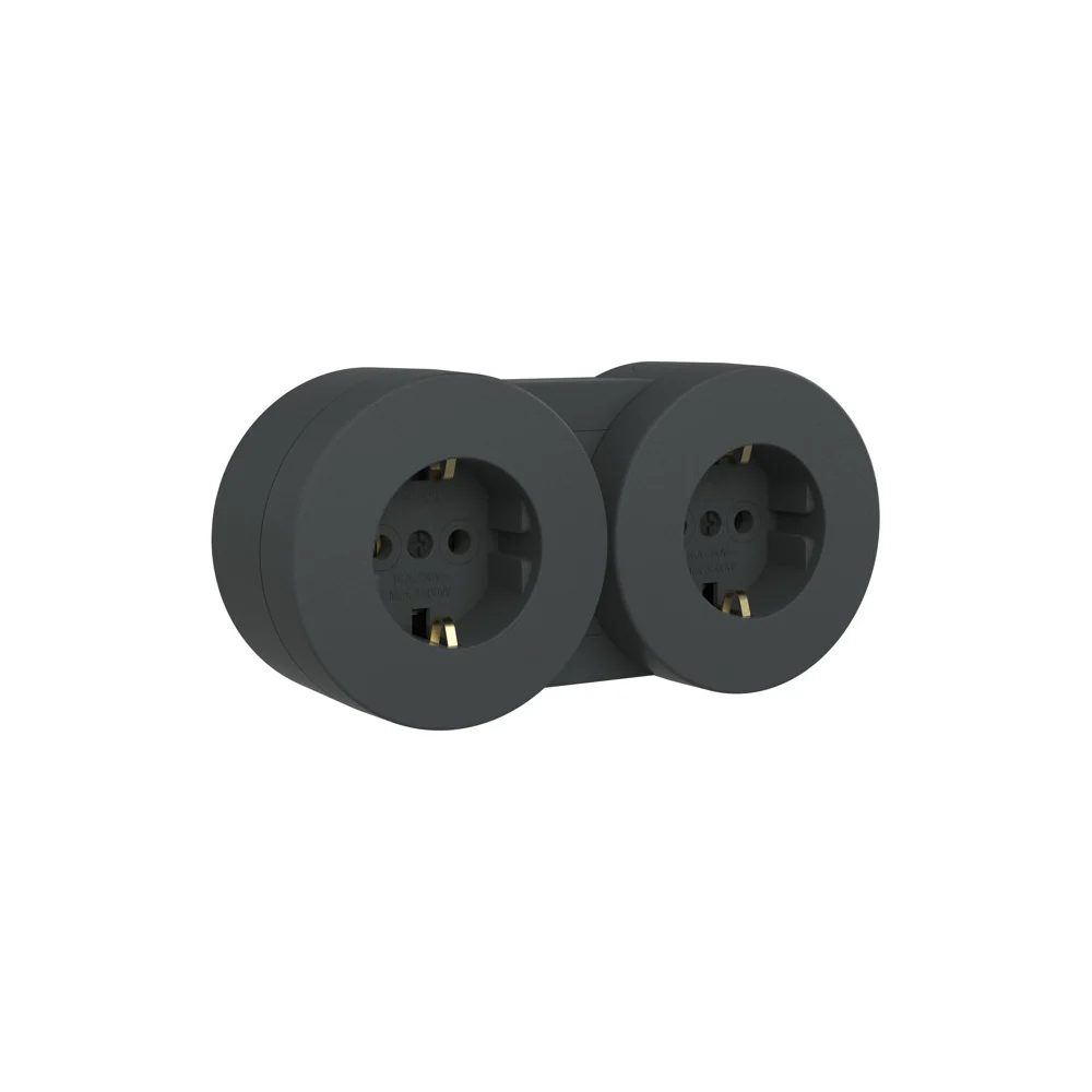 Розетка OVIVO 2 поста X-One с заземлением антрацит 406-250000-921