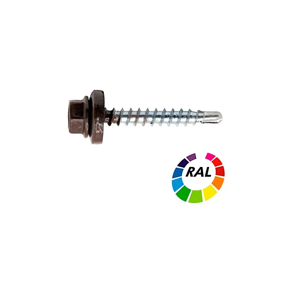 Саморез кровельный STALMAX LSR-W 4,8х70 (RAL 3011 (Коричнево-красный)) сверло №2 для дер. обреш. с EPDM шайбой (арт. 10295) оц. сталь (уп. 100 шт) 10295-023