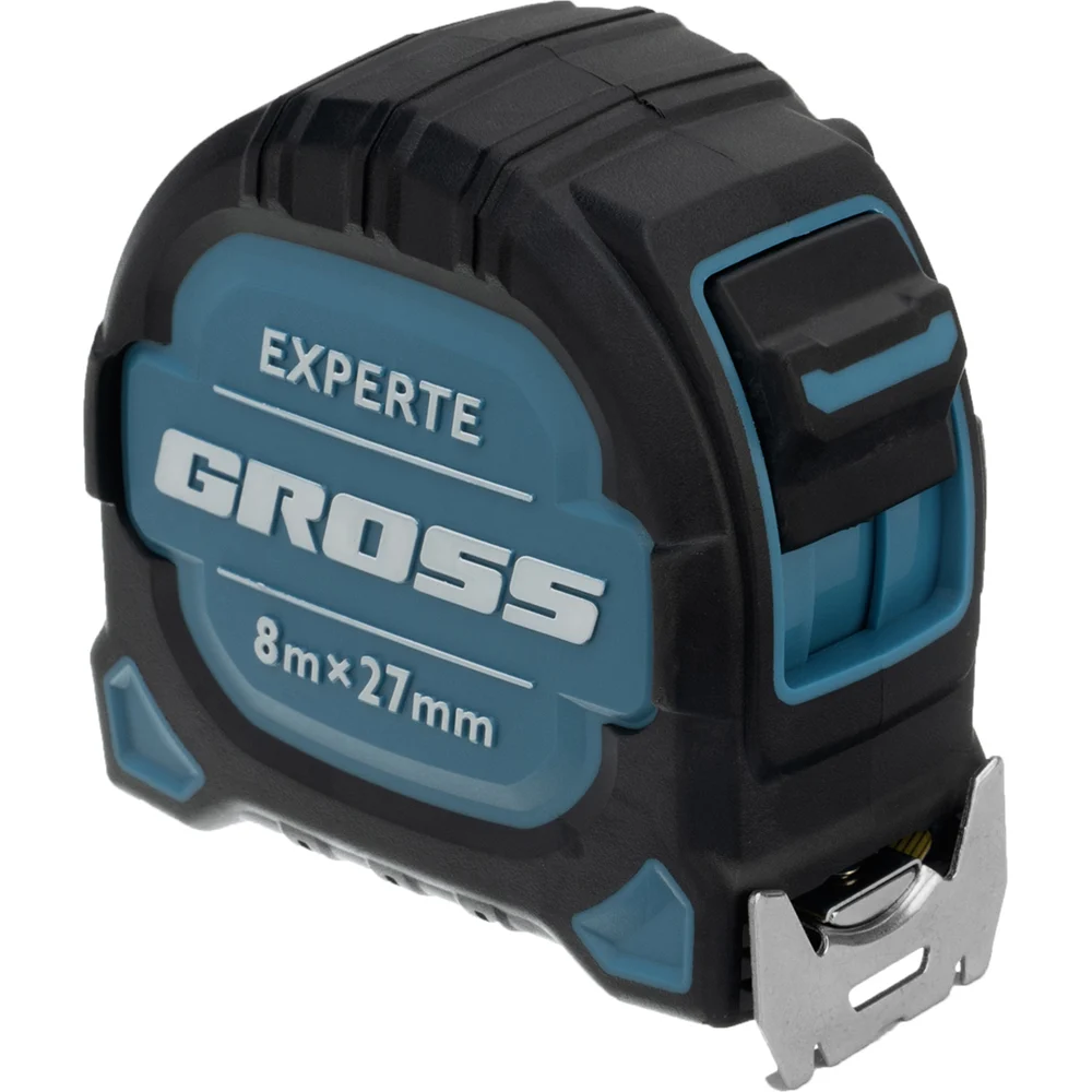 Рулетка GROSS Experte, 8 м x 27 мм, двухкомпонентный корпус, магнит, двухсторонняя разметка, нейлон 32576