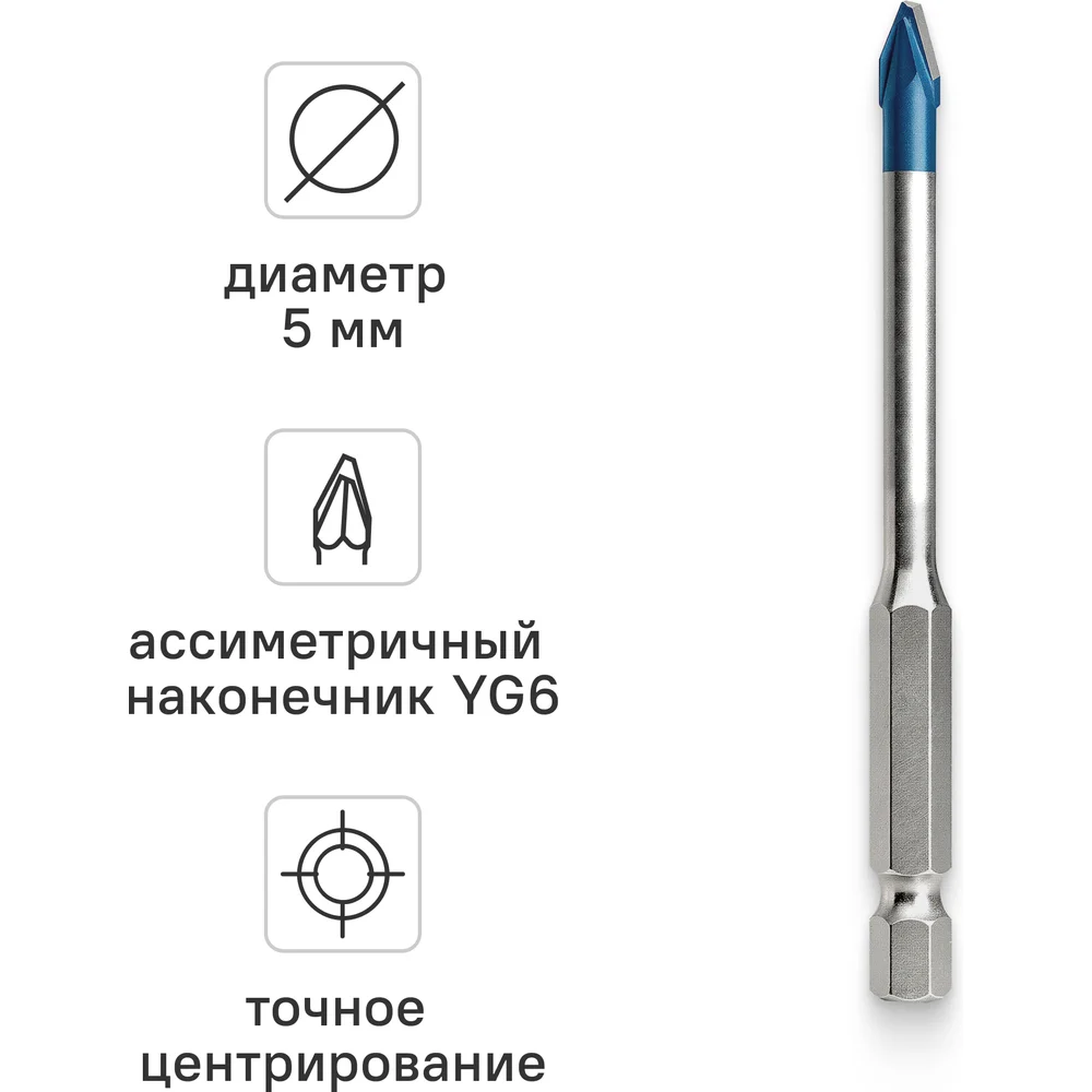 Сверло по керамограниту RAGE HARD CERAMIC HEX 5х90 мм Furious 554095