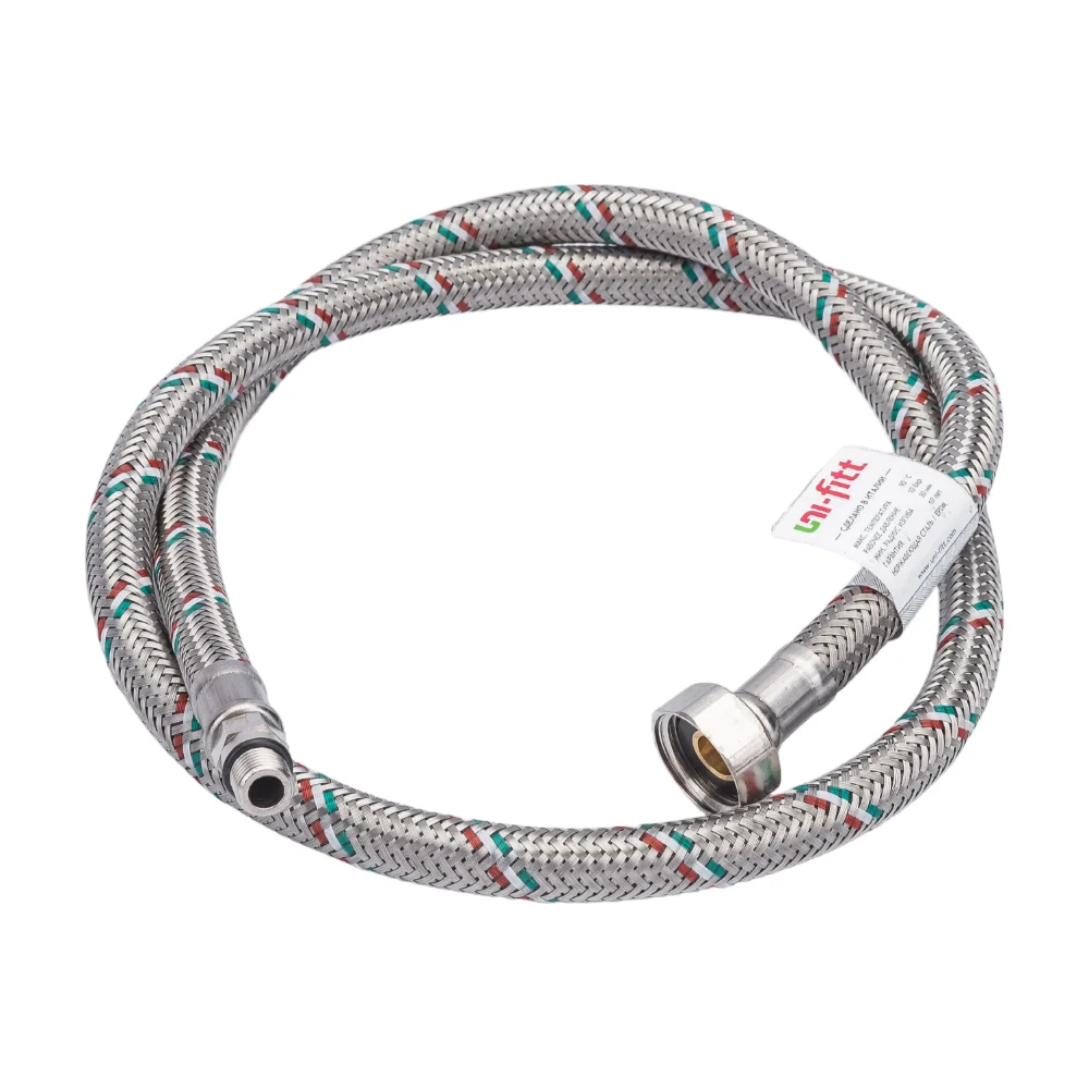 Подводка гибкая для смесителя М10х1-1/2&quot 100 см DN 8 оплётка из нерж стали Uni-Fitt 502S2810