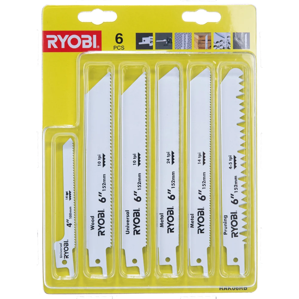 Набор полотен для сабельной пилы 6 шт Ryobi RAK06RB
