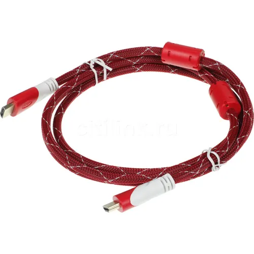 Кабель аудио-видео HDMI (m) - HDMI (m), ver 1.4, 1.8м, GOLD, ф/фильтр, красный