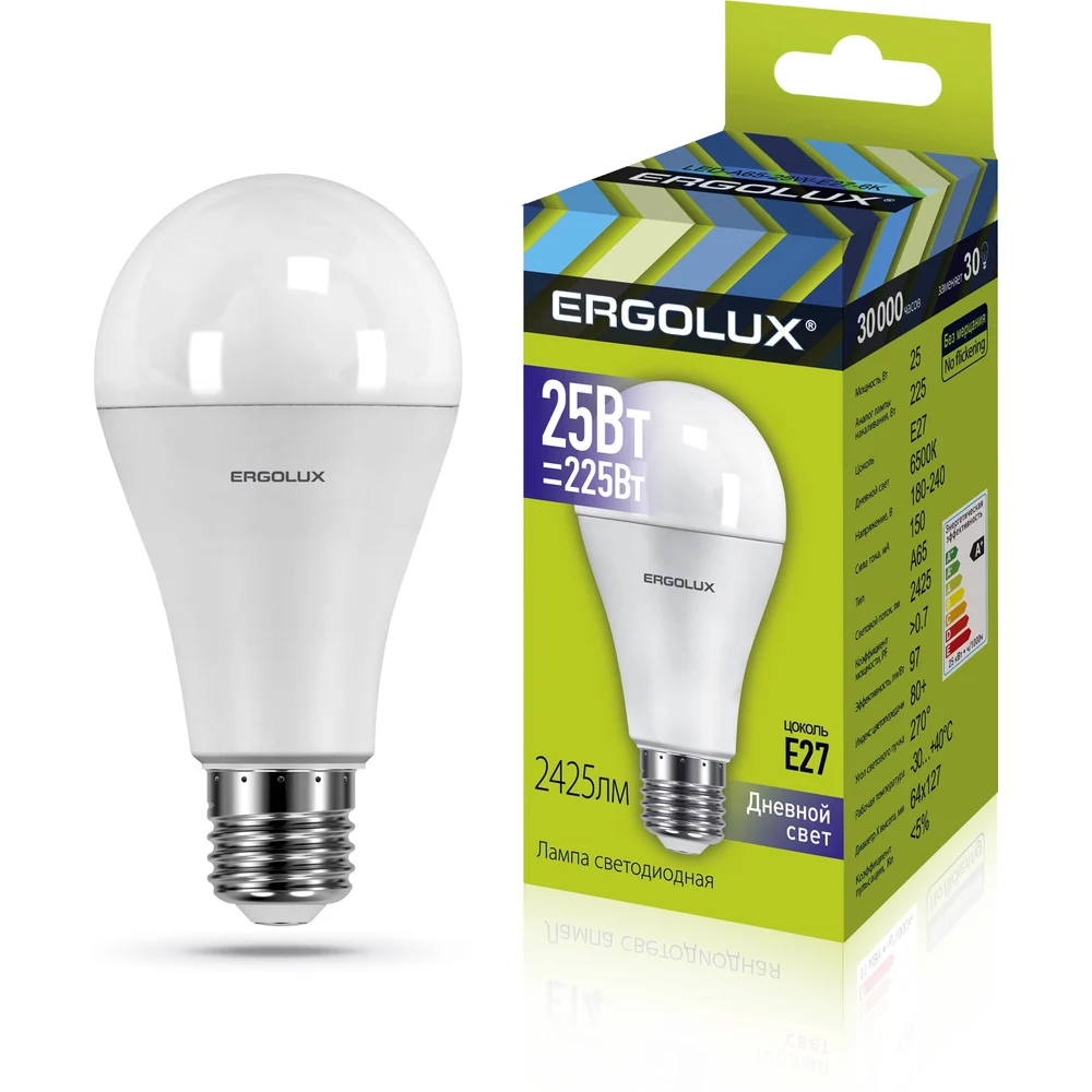 Светодиодная лампа Ergolux LED-A65-25W-E27-6K