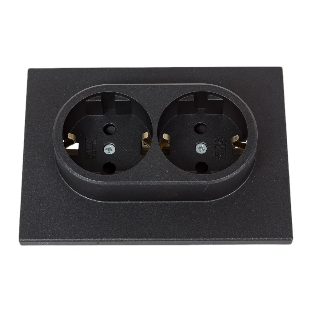 Механизм розетки GUSI Electric GUSI UGRA 2-ой с/з с з/ш, скрытая установка, 16А, 250В Цвет графит C11Р6-010