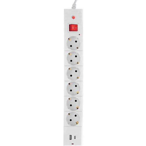 Сетевой фильтр Buro BU-SP5_USB_2A-W, 5м, белый