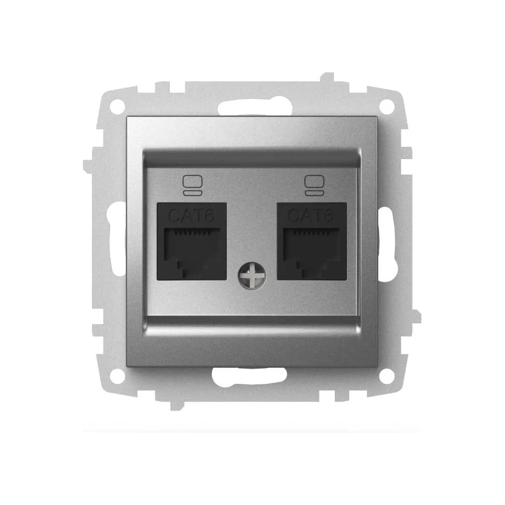 Розетка компьютерная Elbi Zena Vega Серый Металлик двойная ( Cat 6) M+K 609-011000-248
