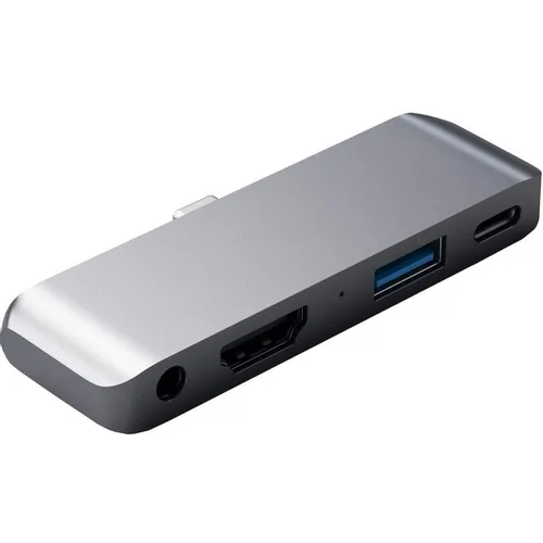 Адаптер Satechi, USB Type-C (m) - USB (f)/USB Type-C (f)/HDMI(f)/Jack 3.5(f), серый [st-tcmphm]