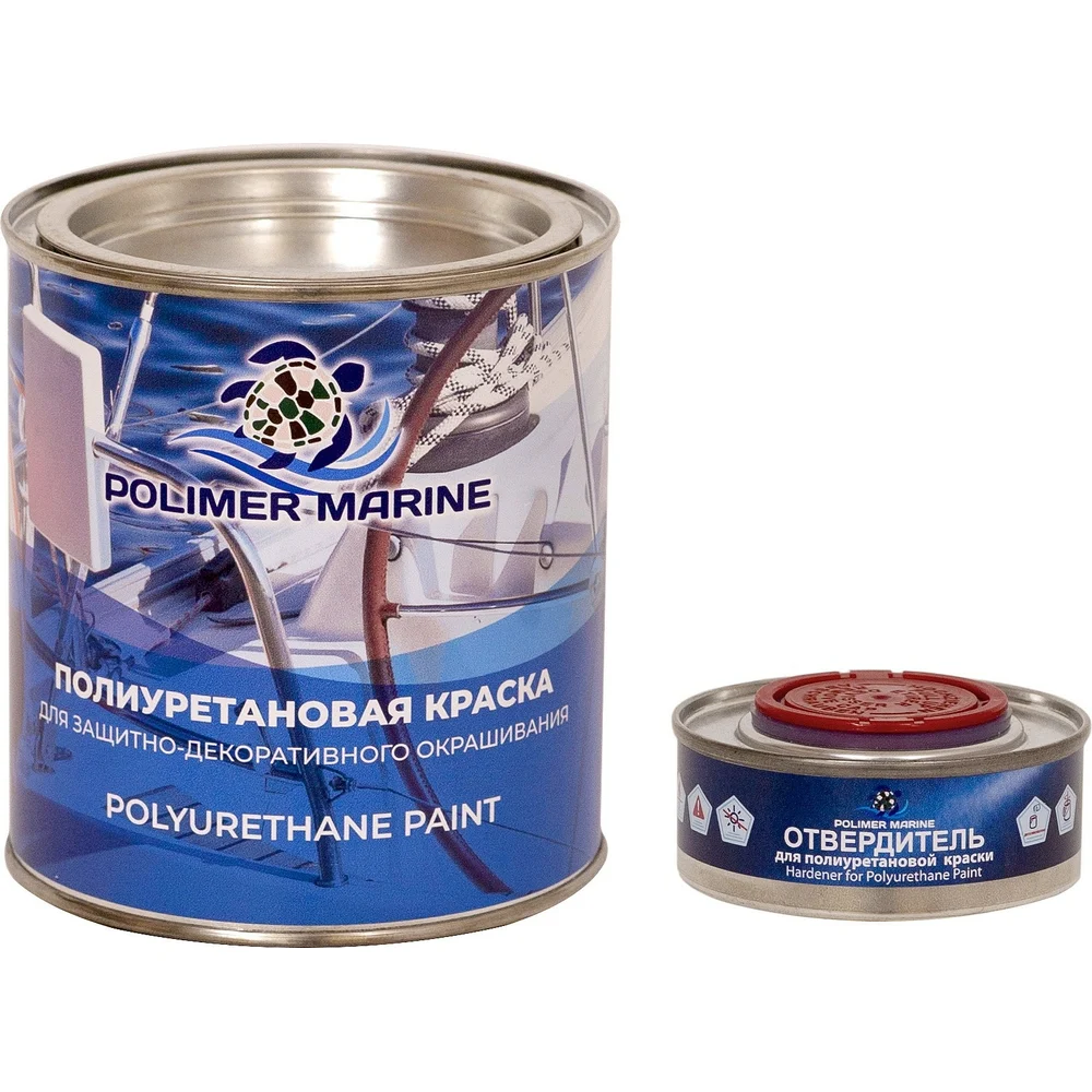 Краска POLIMER MARINE полиуретановая двухкомпонентная 2К синяя полуглянцевая 1 кг 1КППГсн