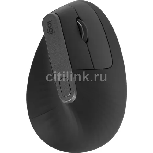 Мышь беспроводная Logitech MX Vertical, Bluetooth/Радио, вертикальная, оптическая, USB, 4000dpi, черный и серебристый [910-005449]