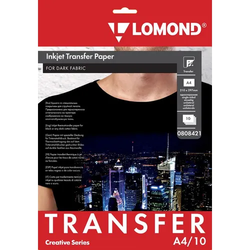 Термотрансфер Lomond A4, для темных тканей, 10л, 140г/м2, белый [0808421]