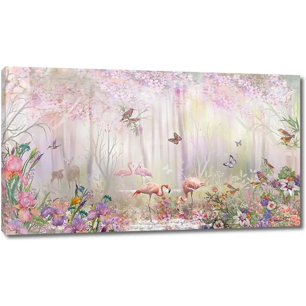 Картина Первое ателье "Фламинго на озерце в цветах" 60x34 ШxВ ps78682-3