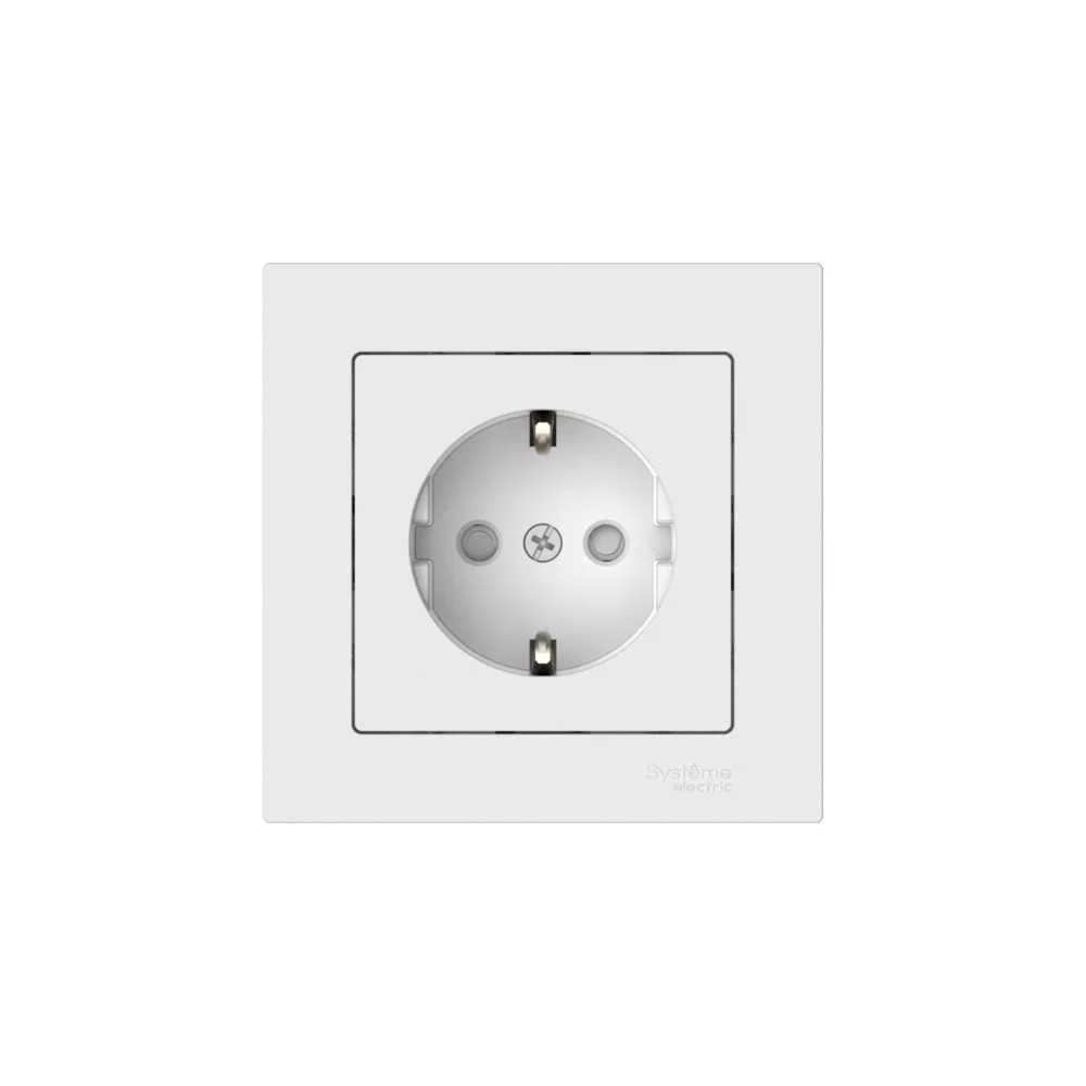 Розетка с заземлением со шторками Systeme Electric ATLASDESIGN ATN000144S