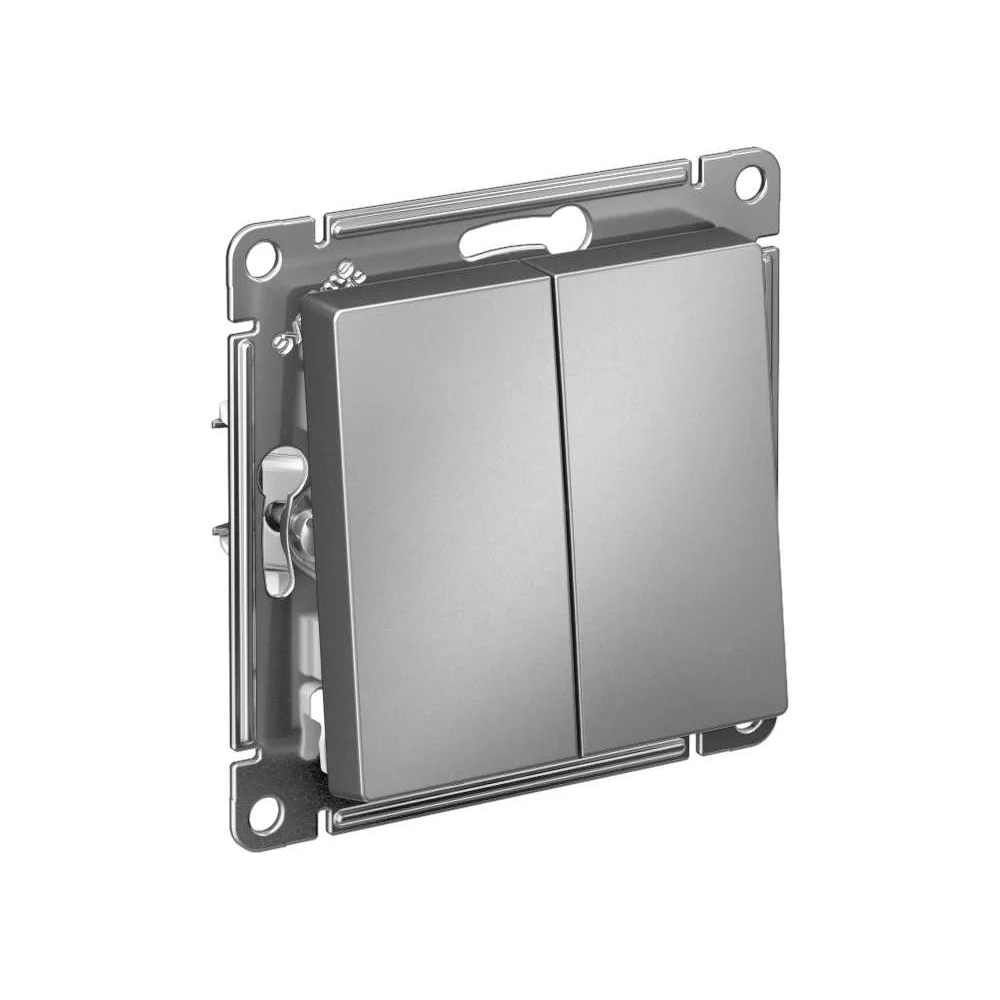 2-клавишный выключатель Systeme Electric AtlasDesign Сталь SE ATN000951