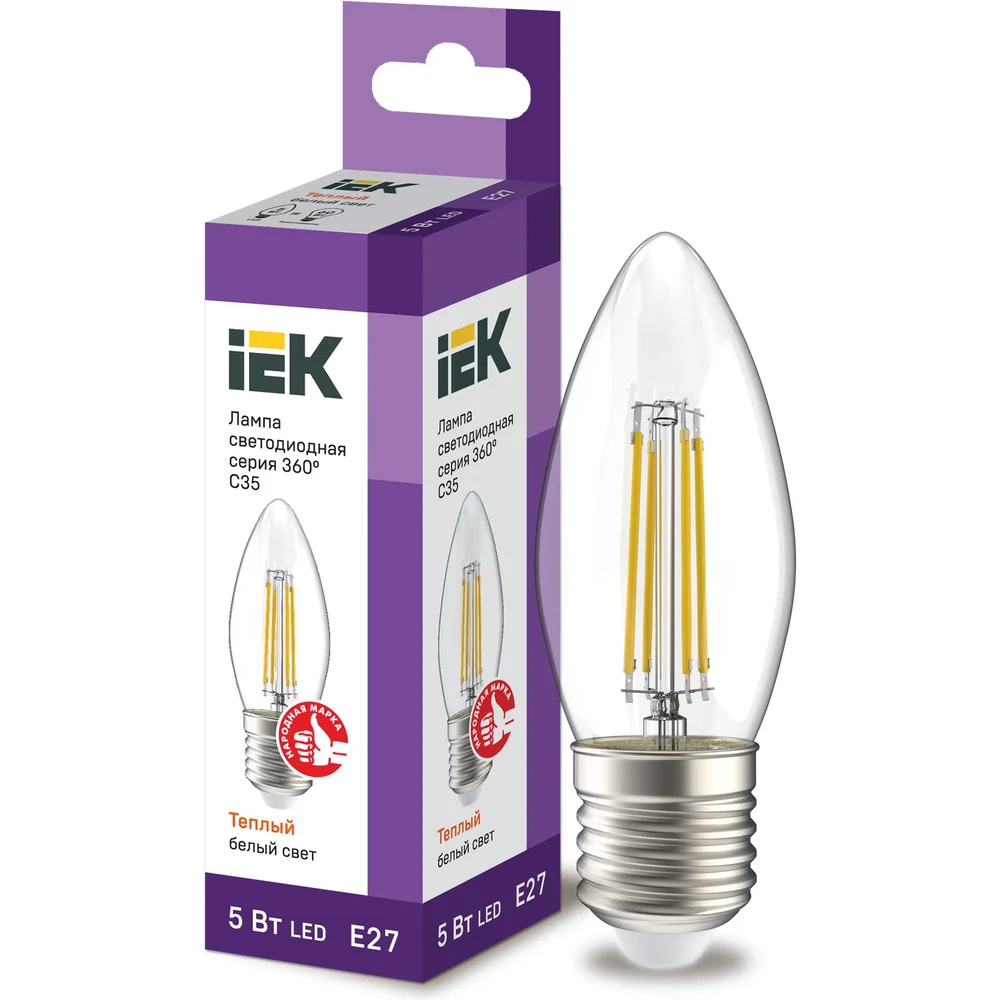 Лампа IEK LLF-C35-5-230-30-E27-CL