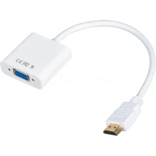 Переходник HDMI (m) - VGA (f), GOLD , 0.1м, белый